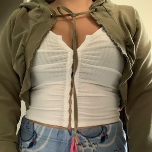 Green Cropped Hoodie